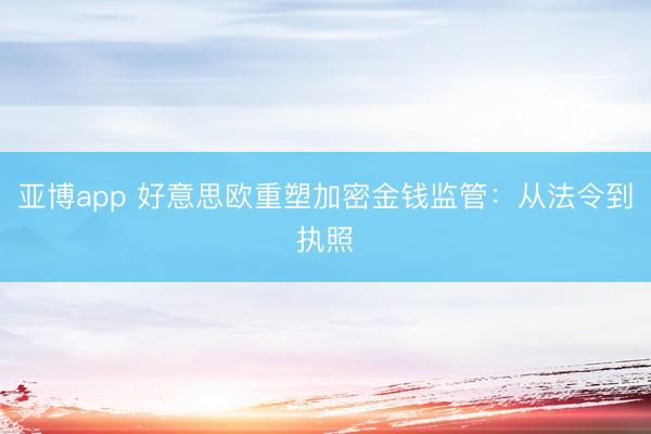 亚博app 好意思欧重塑加密金钱监管:从法令到执照